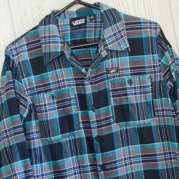 Vans Flannel Heavyweight Plaid Button-down Mens Small S Shirt w Front Pockets - Picture 1 of 13